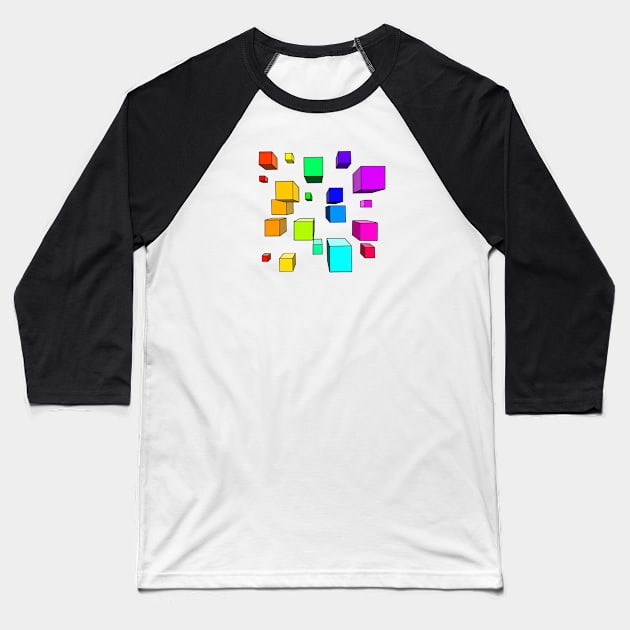 Perspective Squares Baseball T-Shirt by HORIZON